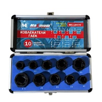 Набор экстракторов гаек Cr-Mo, 10 предметов, 1.8 мм – 10.19 мм, кейс, "MAXIMUM" MX 18570