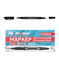 Маркер перманентный черный, двухсторонний, тонкий (10 шт) (2966)